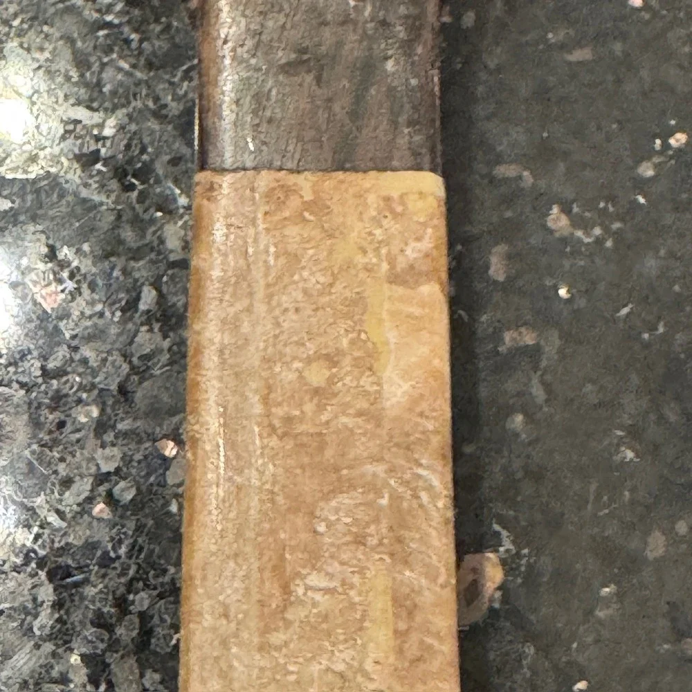 Handcrafted Wood and Stone Salad Serving Fork Dark Grain‎ Wood Travertine Handle